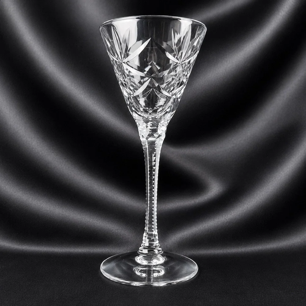 4 Seneca Stratford Crystal Small Sherry Glasses Cut Starburst Stem 476 5.25